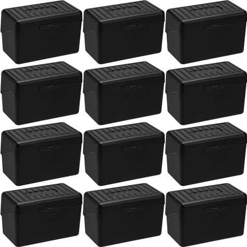 Fuutreo 12 Pack 3x5 Organizer Index Card Box Flash Note Index Card Holder Case for Recipes Addresses(Black)