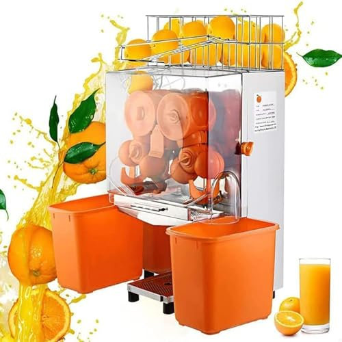 Machine Commerciale De Fabrication De Jus d'orange Frais, Presse-Agrumes Électrique 120 W avec Alimentation Et Épluchage Automatiques, Presse-Agrumes en Acier Inoxydable 20 Oranges par Minute