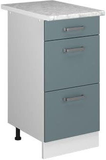 Vicco Unterschrank R-Line, Universalschrank, Blau-Grau/Weiß, 40 cm mit Schubladen