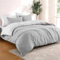 Dreamzie Copripiumino Matrimoniale 240x220 cm con 2 Federe 50x70 cm - Grigio Chiaro/Bianco Set Copripiumino Matrimoniale 240x220