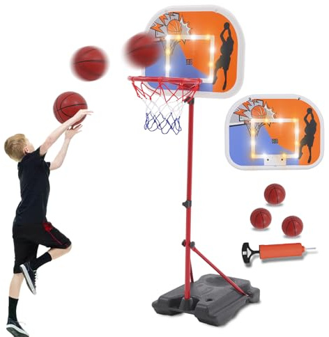 Kids Basketball Hoop and Stand,Adjustable Stand from 80 to180 cm | Basketball Stand Set with 3 Ball,Ball Games for Kids Outdoor & Indoor,Portable Basketball Stand