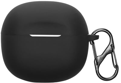 kwmobile Schutzhülle für Skullcandy Rail In-Ear Wireless Hülle - TPU Silikon Case für Kopfhörer Ladecase - stoßfestes Cover mit Karabiner - Schwarz