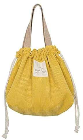 XINGNIAO Portable Drawstring Corduroy Bento Lunch Bag Japanese Style Bento Box Carrier
