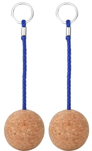 SEA GEAR Schwimmender Schlüsselanhänger aus Kork - extra schwimmfähig - 2 Stück - für Boot, Segeln, SUP, Schwimmen (Blau)