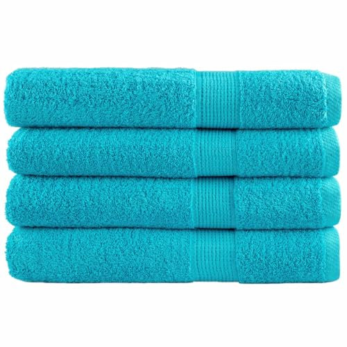 Maison et jardin, linge de lit et literie, serviettes, serviettes de sauna de qualité supérieure, 4 pièces, turquoise, 80 x 200 cm, 600 g/m², 100 % coton