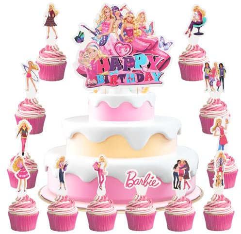 Xingsky Cake Topper Geburtstag Mädchen, 13 Stück Deko Prinzessin Geburtstag Deko, Tortenaufleger Prinzessin für Kinder Mädchen Geburtstags Kuchen Cupcake Topper Dekoration Party