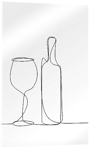 Posterlounge Dibujo de una copa de vino Cuadro de metacrilato 40 x 60 cm Blanco y negro Cuadros Decoración para la pared