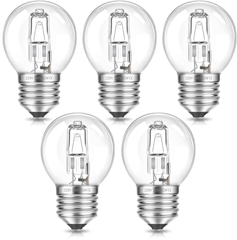 SCNNC E27 G45 lampe 42W Dimmbar 230V, Birne G45 E27 Warmweiß 2700K Leuchtmittel Globe Lampe E27 Klar für Deckenleuchte, Wandlampe, Stehlampe, 5 Stück