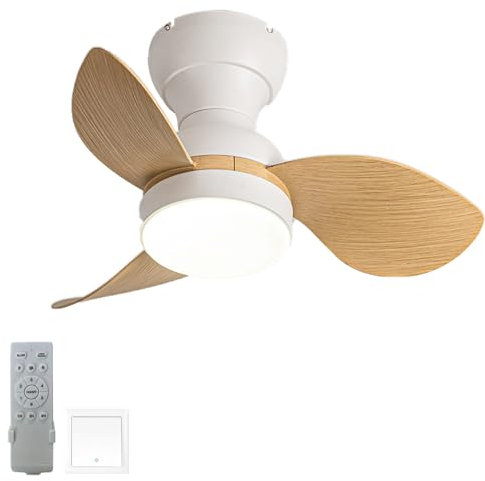 GODFSAHG Ventiladores de Techo pequeños LED con Luces, Luces de Ventilador silenciosas Reversibles de 6 velocidades con Control Remoto, Ventiladores de Techo con Temporizador Modernos de 3