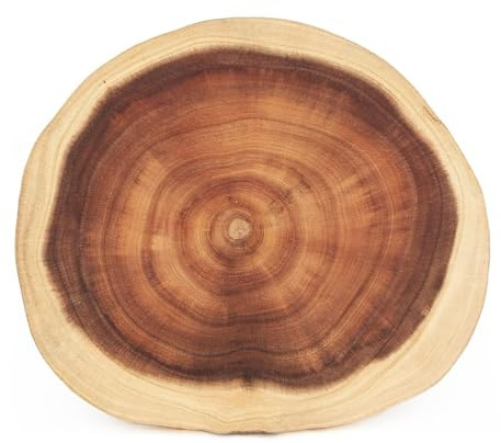 BIEROFARO Round Chopping Board Acacia Wood Natural Wooden Charcuterie Board, Wooden Cutting Board, Reversible Serve Board with Unique Wood Grain Pattern for Kitchen, Meat, Cheese