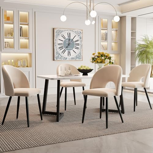 boorbin Grupo de comedor,(Juego, 117×68 cm mesa de comedor con 4 sillas), mesa de comedor rectangular moderno juego de mesa de comedor de terciopelo con estampado de diamantes, patas de silla