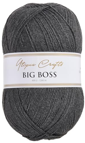 Utopia Crafts Big Boss 400 g garn för stickning och virkning 1200 m (kolgrå)