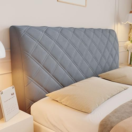 Bett Kopfteilbezug All-Inklusive Verdicken überzug für Kopfteil Abdeckung Staubdicht Stretch Rückenlehne (Grau, 180cm)