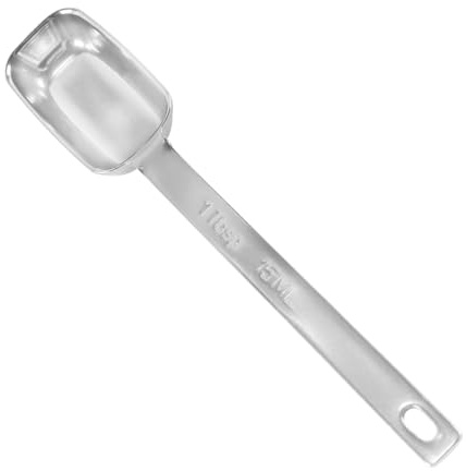 Nicear Cuchara medidora rectangular de acero inoxidable de 15 ml, con mango largo, ideal para café, té, avena, leche en polvo. Color plateado.