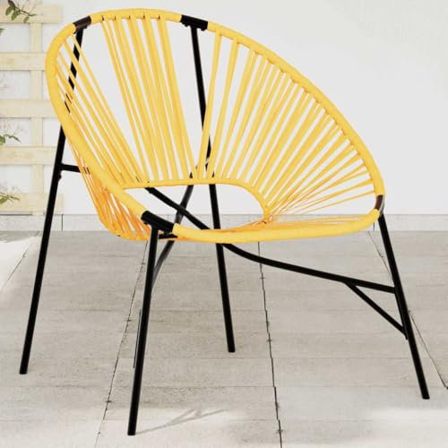 Gecheer Gartenstuhl in Ei-Form Ei-Stuhl, Gartensessel, Sessel, Gartenstuhl, Garten Sessel, Outdoor Sessel, Terrassenstuhl Schwarz und Gelb Poly Rattan