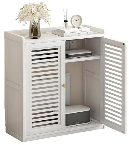 PZPIUGY Caja de Almacenamiento para Enrutador WiFi, Estante de enrutador, Estante de Almacenamiento de para Sala de Estar TV Estante para Decoración del Hogar(White)