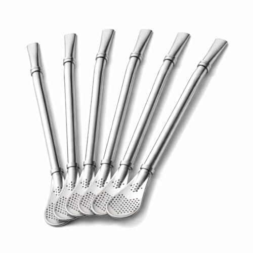 Yerba Mate Bombilla Edelstahl 6er Set – Trinkhalme für Mate Tee – Wiederverwendbar, Rostfrei – Filter Strohhalm
