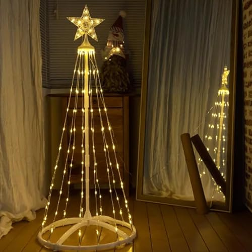 Cono Iluminado - decoración de árbol de Navidad de 1,8 m, bajo Voltaje, Color Blanco cálido para un Ambiente Acogedor y Festivo.*