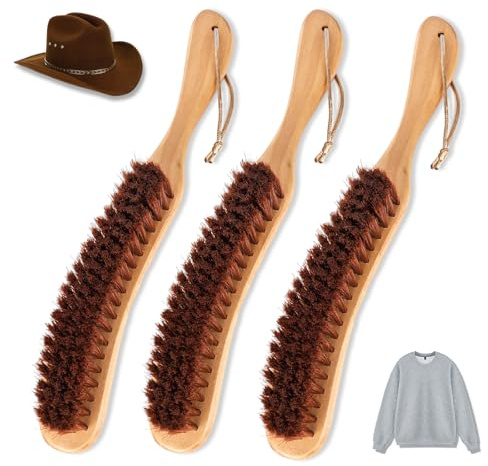 Trendecor 3 cepillos para ropa, cepillo para pelusas, ropa con mango de madera de haya, jabalí, cepillo para trajes, abrigos, ropa de cama, ante y limpieza y eliminación de polvo