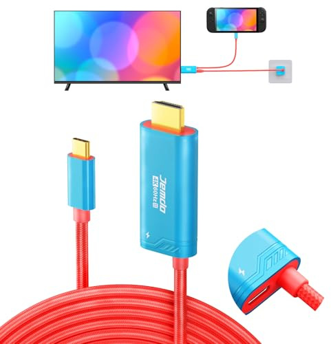 JEMDO Dock Switch 2 cavo HDMI base alluminio intrecciato, 4K 60Hz 18Gbps USB C 3.2 a HDMI 2.0 2m 100W PD, adattatore TV portatile compatibile con Switch 2 (versioni < V21.0.1)/2017/OLED – Blu