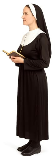 MUNSKT Neuheit Nonnenkostüm für Frauen Schwarzes Faschingskostüm Erwachsenes Religiöses Priesterkostüm für Halloween Cosplay (XL)