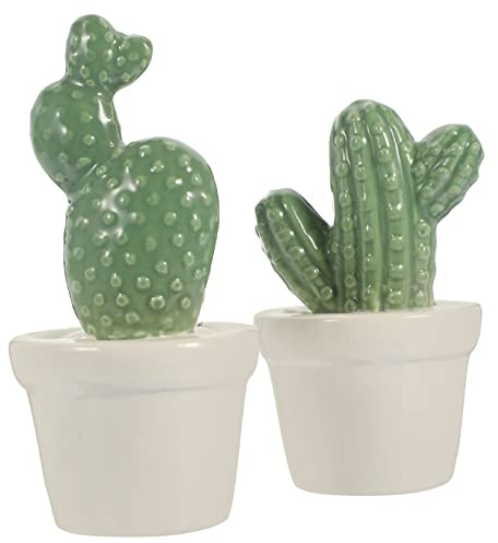 BESTYASH 2pezzi Ornamenti Per Cactus in Porcellana Statua Decorativa Per Studio e Camera Da Letto Modellini Di Cactus Dipinti Mano
