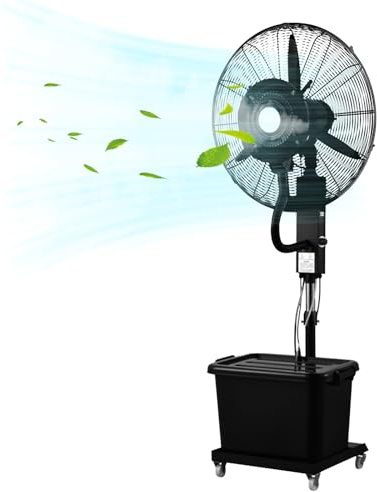 Ventilador de piso, nebulizador para exteriores, ventilador de vapor frío con tanque de agua de 11 galones, oscilación de 120 grados para patio, garaje, gimnasio y taller.