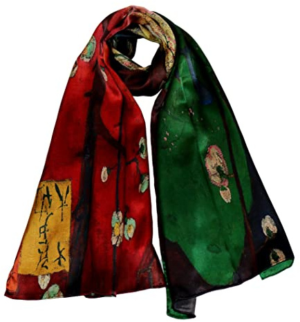 JWSilk Longue écharpe en soie Charmeuse - Impression artistique classique