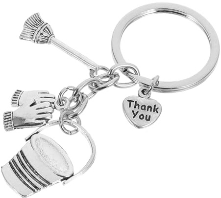 LIFKOME Porte Clés Ménage avec Balai Seau et de Travail Remerciement pour Femme Ménage Accessoire Nettoyage Pratique et Unique