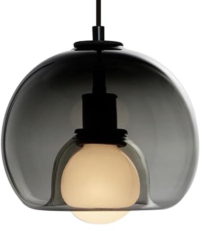 ZGDHWCR E27 Light Source Ceiling Hanging Light, Simple Style Glass Chandelier, Personalized Single-Head Pendant Lamp Shade, Bedroom Balcony Decoration Ceiling Lighting Fixtures