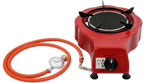 TaNeHaKi Plaque de cuisson à gaz 1 feu, réchaud à gaz de camping, plaque de cuisson à gaz avec tuyau et réducteur de pression, cuisinière à gaz portable