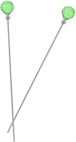 HAMPPLIES 2 Stück Kristall Gartenstecker mit Kugel-Design und Metallstab Reflektierende Fairy Wand Pflanzstützen für Blumentöpfe Outdoor Dekoration und DIY Gartenaccessoires