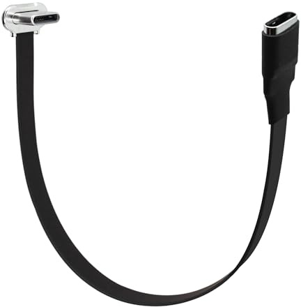 Xilaghy Right Angle USB C Flat Extension Cable 90 Degree USB C Male to Female Fast Charge Data Cord for Power Banks Phone(6.3in/160mm)