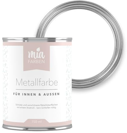 miafarben Metallfarbe ohne Schleifen matt 750ml (Traumhaftes Weiss) | Metalllack für innen und außen - rostschützend, wetterfest und wasserbasiert - für Zaun, Geländer & Gartenmöbel