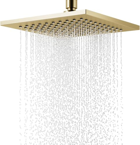 SWHC Soffione Doccia 8 pollici/20 CM, Soffione a Pioggia con Getti in Silicone Anticalcare, Testa Doccia Regolabile 360°, 304 Acciaio Inox, Parete/Soffitto, Facile da Installare