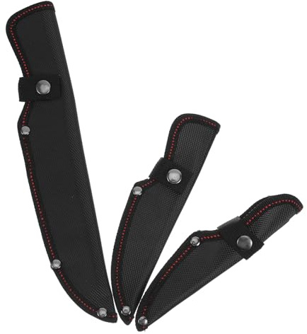 LIFKOME 3 Piezas Protector para Cuchillas de Cuchillo de Fundas de Tela Oxford con Botón Presión para Almacenaje Seguro y Protección de Filo Cocina Estuche Negro para Herramientas de Corte