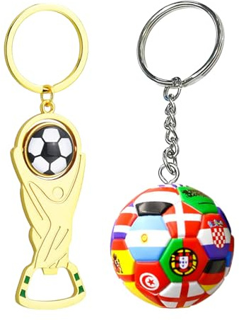 2 piezas - Colgante con bandera nacional de fútbol, ​​llavero abrebotellas, llavero de la Copa del Mundo, ideal para decorar mochilas de niños y niñas, regalo de recuerdo (1)