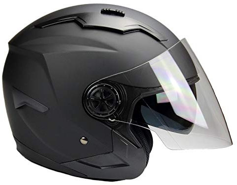 BNO Jethelm mit Langvisier Jet300 Motorradhelm Roller Helm Schutzhelm Matt Schwarz (S-XXL) (S)