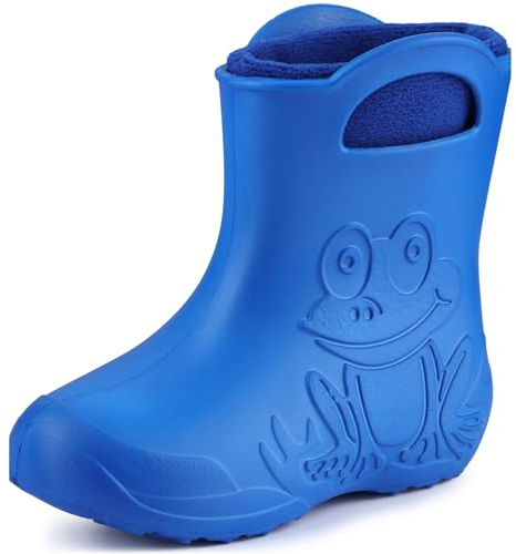 Ladeheid Stivaletti Pioggia Bambino in EVA Termici, Invernali Stivali Pioggia Bambina con Calzino Interno e Motivo a Rana, Scarpe Bambino per Passeggiate LA-CA-03 (Blu Blu Navy, 22/23)