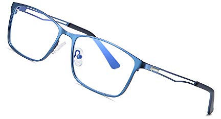 JoXiGo Computerbrille Blaulichtfilter Ohne Stärke für Herren Anti-Müdigkeit UV-Schutz Rechteckig Metallrahmen Brillenfassungen + Brillenetuis