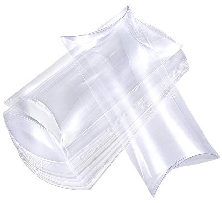 BENECREAT 30 STÜCKE 14x6,5x2,5 cm Durchsichtigen Kunststoff Kissen Favor Box, Geschenkbox mit Schutzfilm fürSchmuck Speicher Display, Hochzeit, Valentinstag