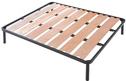 EVERGREENWEB Rete Letto Doghe Larghe in Legno Ortopedica con 4 Piedi Smontabili, Struttura portante in Ferro Rinforzata, Base da Incasso per Tutti Tipi di Letti e Materassi |Lime (Lime, 160 x 200)