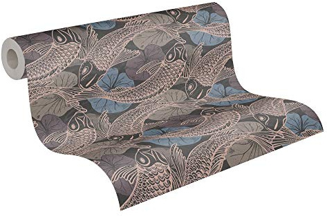 Livingwalls Papier Peint Japonais Metropolitan Stories 2 A.S. Création Mio - Tokio Papier peint intissé 10.05 m x 0.53 m Bleu Métallisé Noir Fabriqué en Allemagne 378594 37859-4