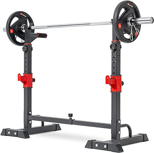 HOP-SPORT Langhantelständer, Verstellbarer Hantelständer mit Sicherheitsablage und Dip-Stangen für Homegym, Stabiler Squat Rack für Langhanteltraining, Max. Belastbarkeit 250 kg