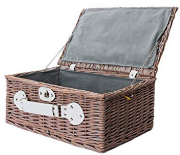 Picknickkorb mit großer Kapazität im Freien Handgewebte Willow Wicker Picknickkörbe Rechteck mit Deckel Garten & Outdoor Camping Hamper Einkaufen Obst Lagerung Geschenkkörbe Picknickkörbe Set Geschenk