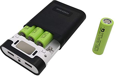 Powerbank Ladegerät Set mit 8000mAh（2000mAh*4）,2USB, 5V2A Portable DIY PowerBank,2-in-1 tragbares Ladegerät mit Vier 3.7V Lithium-Batterien