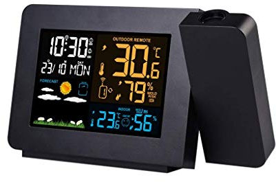 DBOATB Alarm Clock with Weather Stations Weather Monitoring Clocks Projection Alarm Clocks Digital Alarm Clocks Temperature Humidity Weather Station LCD Display Weather Forecast