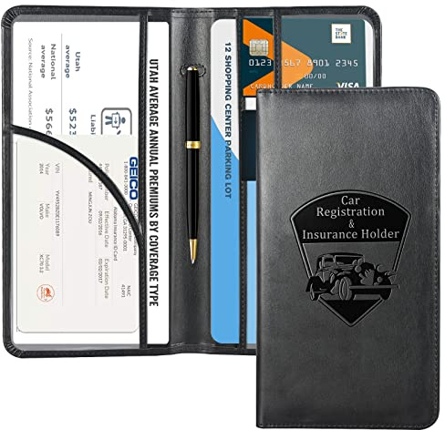 CoBak Car Registration and Insurance Holder - Vehicle Glove Box Car Organizer, Auto Truck Comparment Accessories Case for Essential Document, Driver License, Cards