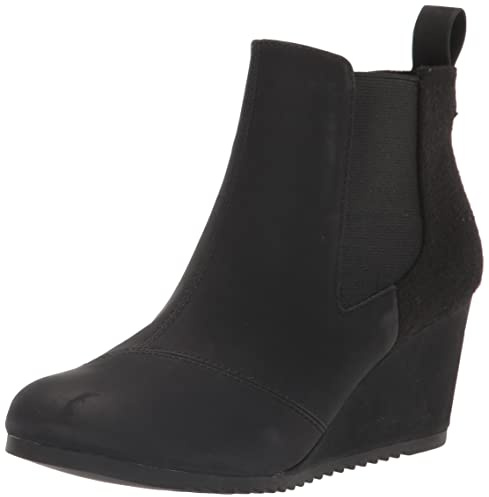 TOMS Women's Bailey Ankle Boots, Black, 8, Suede/Textile/Leather – Booties for Women