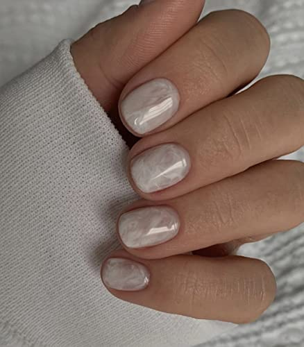 Sethexy Kurze Quadratische Nägel zum aufkleben Glänzend Reine Farbe Press on Nails 24Pcs Acryl Falsche Nägel für Frauen und Mädchen